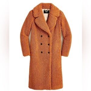 J. Crew Double Breasted Teddy Sherpa Coat in Adobe Clay color. Large. NWT!